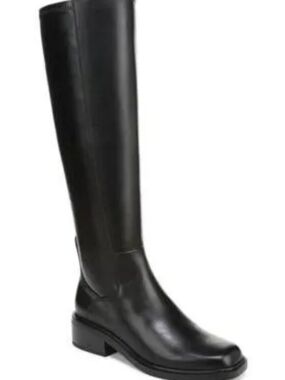Franco Sarto Gisella Black Leather Knee High Boots Size 8 Wide Calf NWT $225
